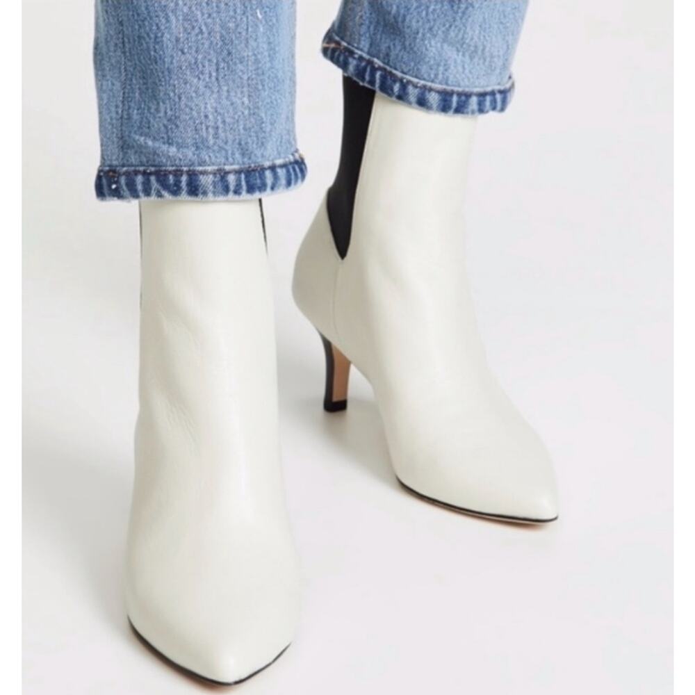 Joie Rali Ivory Leather pointed toe slip on booties sz 38  US 8